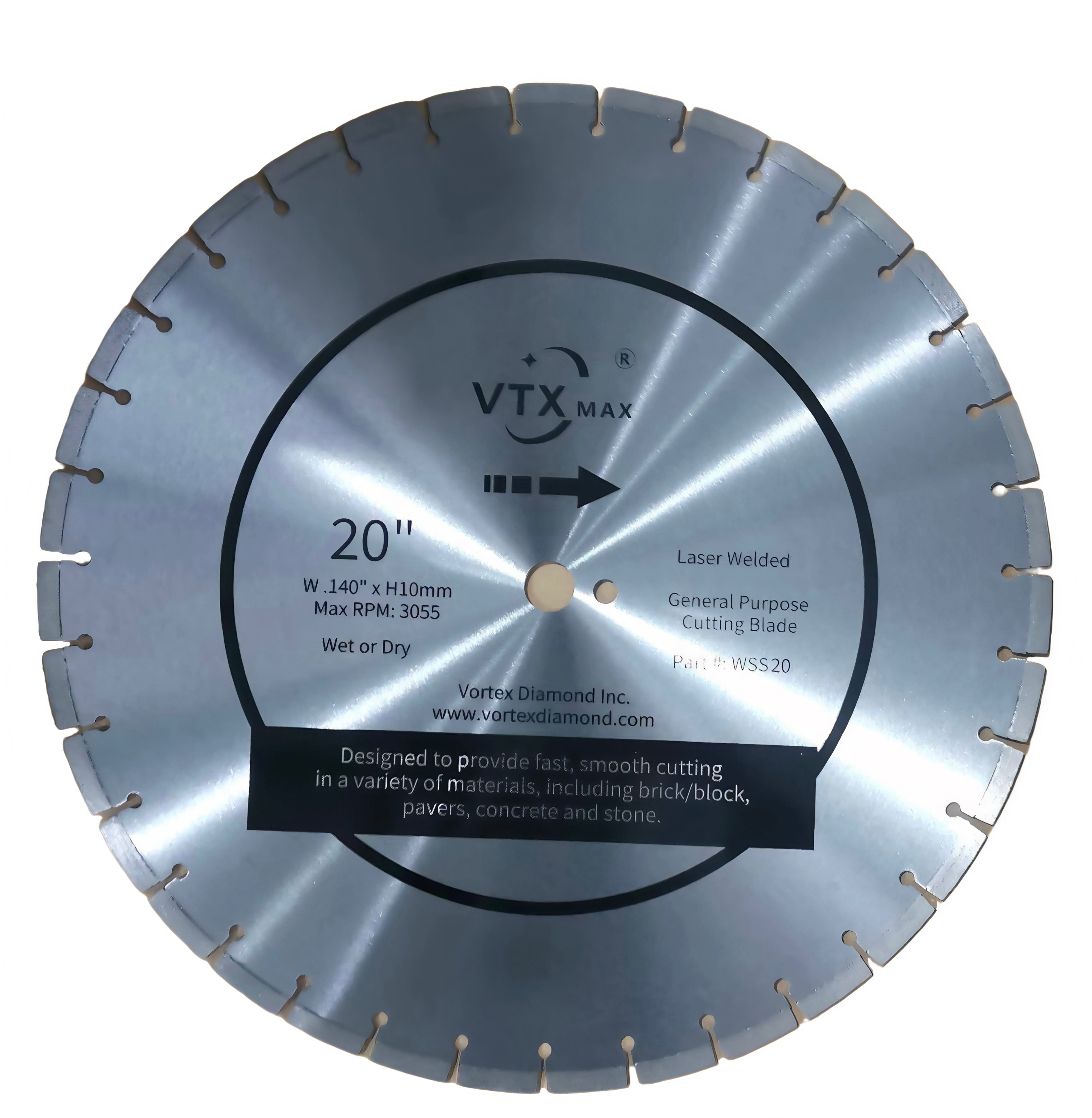 Laser Welded General Purpose Diamond Blades for Concrete Brick Masonry (WSGS) - Vortex Diamond
