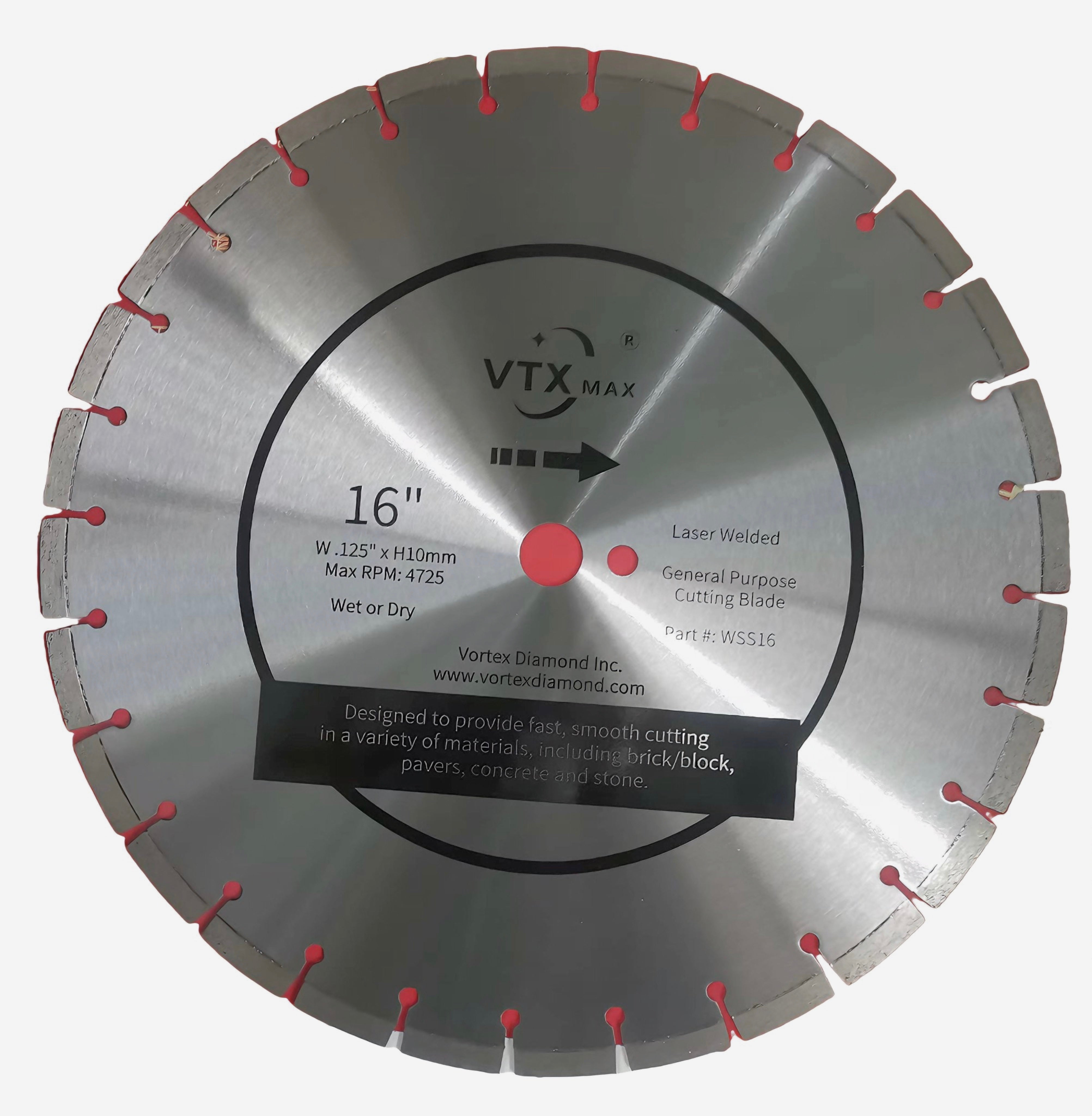 Laser Welded General Purpose Diamond Blades for Concrete Brick Masonry (WSGS) - Vortex Diamond