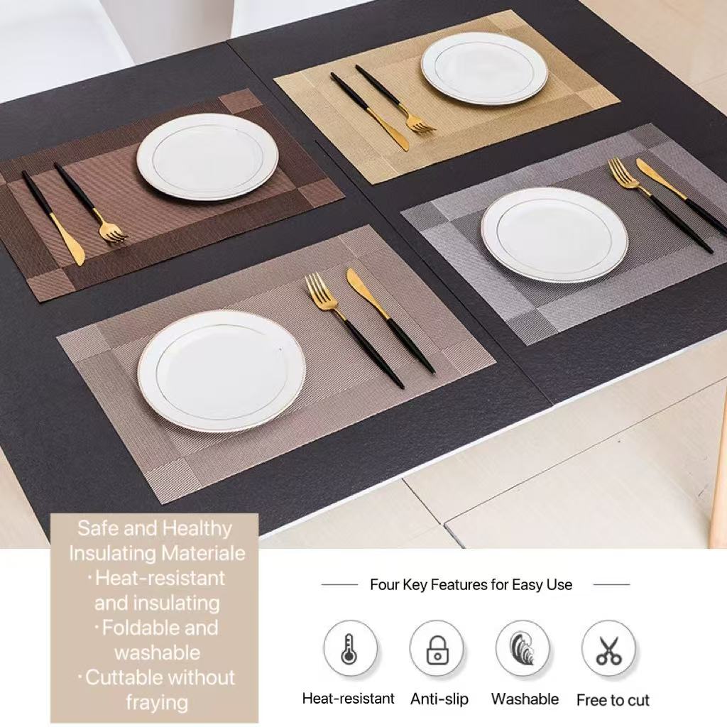 Placemats Set of 4. High end European style PVC dining mat - Vortex Diamond