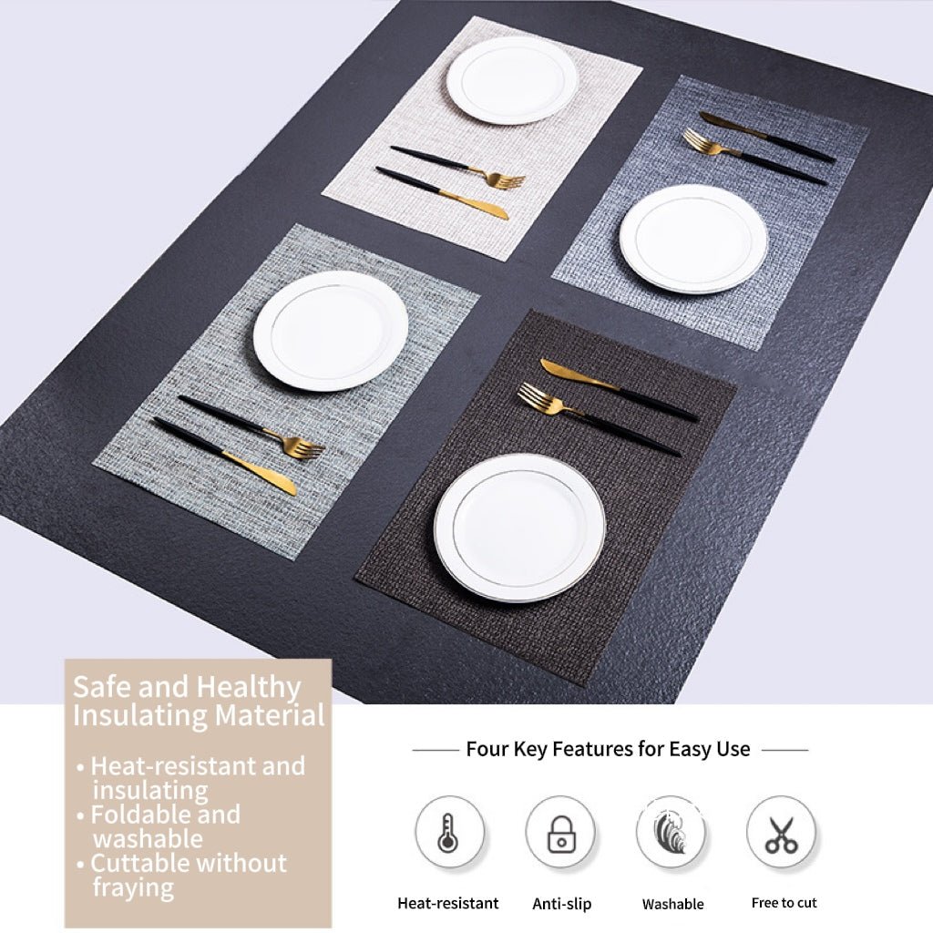 Placemats Set of 4.PVC Hemp - like Placemat - Vortex Diamond