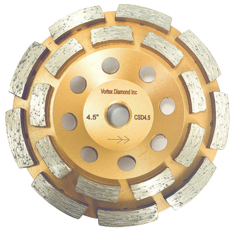 4.5 inch CSDR double row diamond cup wheel for masonry, stone, and epoxy removal