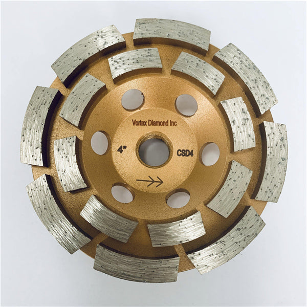 4 inch CSDR double row diamond cup wheel for aggressive concrete grinding and surface prep