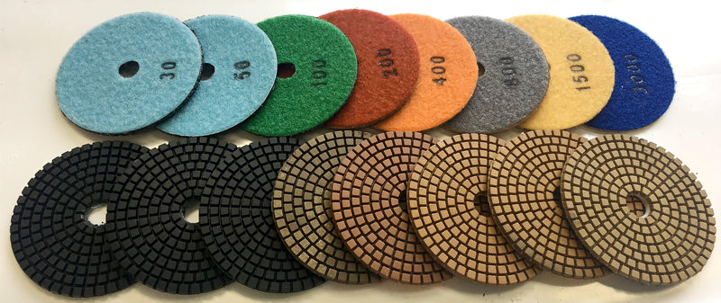 5 Inch Wet Resin Bond Diamond Polishing Pads for Stone Polishing Restoring Grinding and Shaping - Vortex Diamond