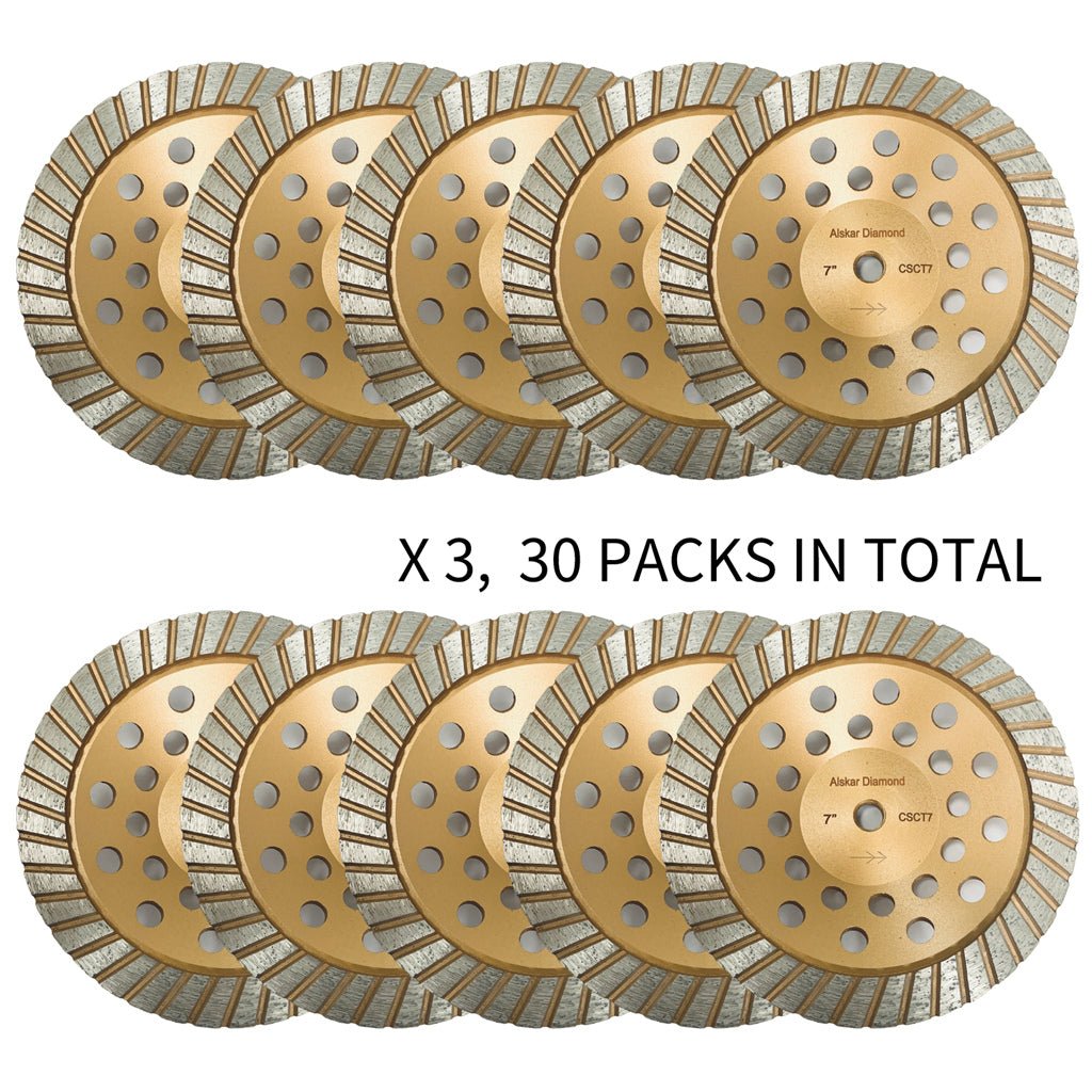 Bulk Package 7 Inch Concrete Diamond Grinding Cup Wheel Collection - Vortex Diamond