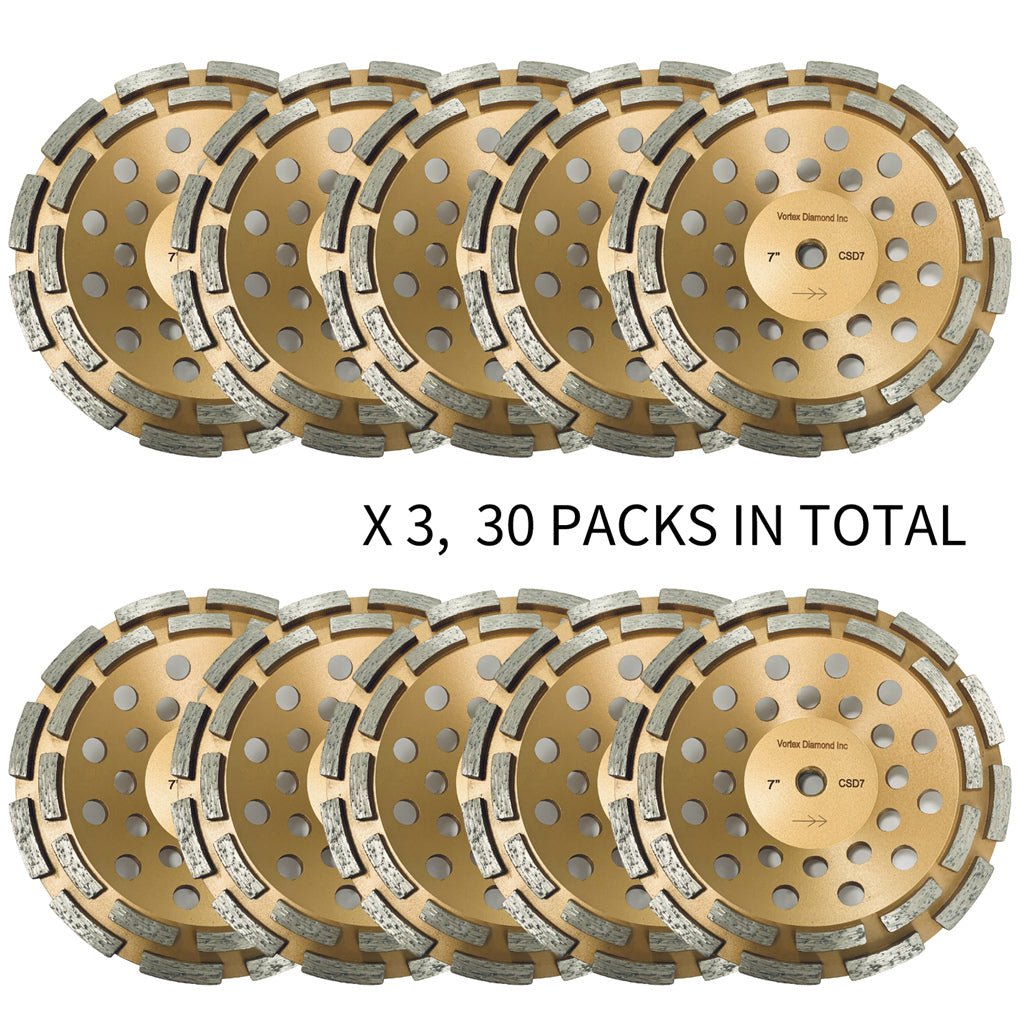 Bulk Package 7 Inch Concrete Diamond Grinding Cup Wheel Collection - Vortex Diamond