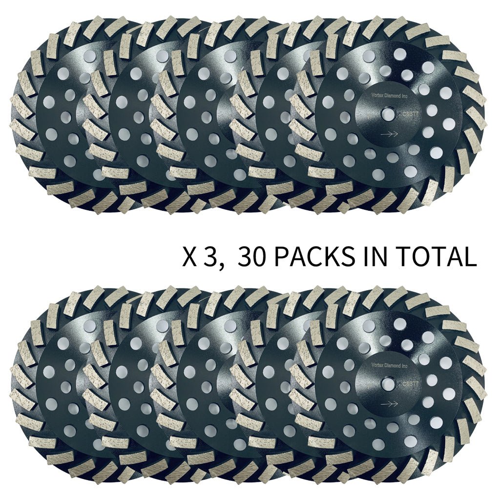 Bulk Package 7 Inch Concrete Diamond Grinding Cup Wheel Collection - Vortex Diamond