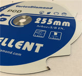 Polycrystalline Diamond (PCD) Tipped Professional Circular Saw Blade for Fiber Cement and Laminate Flooring - Vortex Diamond