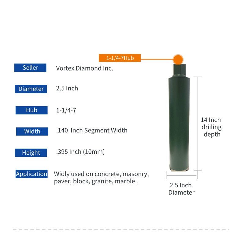 2.5-inch wet diamond core drill bit for marble and stone cutting