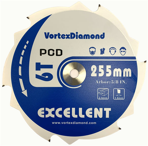 Lâmina de serra circular profissional com ponta de diamante policristalino (PCD) para fibrocimento e piso laminado