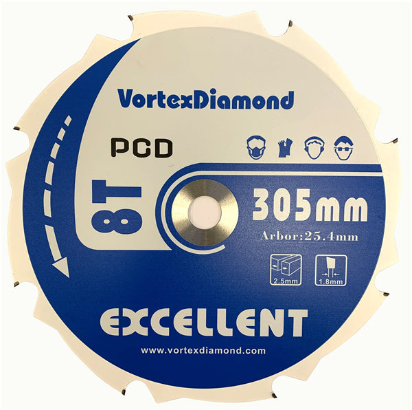 Lâmina de serra circular profissional com ponta de diamante policristalino (PCD) para fibrocimento e piso laminado