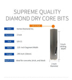 WPDB Dry Drill Core Bits with Diamond Aligned Segment for Brick Concrete Masonry - Vortex Diamond
