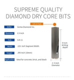 WPDB Dry Drill Core Bits with Diamond Aligned Segment for Brick Concrete Masonry - Vortex Diamond