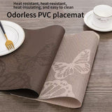Placemats Set of 4.Butterfly style leaf jacquard woven style PVC dining mat - Vortex Diamond