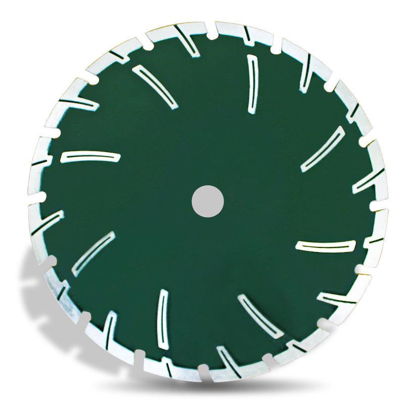 Vortex Diamond Green Samurai Ribbed Core Diamond Blade Front View for Concrete & Masonry
