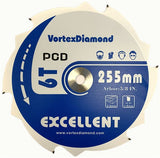 10 Inch PCD Tipped Saw Blade (6 teeth) for miter and table saws, ideal for laminate flooring