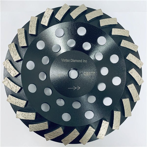 7 inch spiral turbo diamond grinding wheel for concrete, mortar, and epoxy grinding