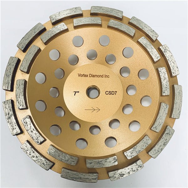 Vortex Diamond CSDR7 double row diamond cup wheel for concrete, mortar, and epoxy grinding